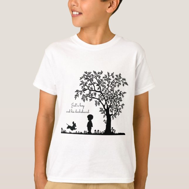 T-shirt Silhouette Noire Courir Chemise Dachshund (Devant)