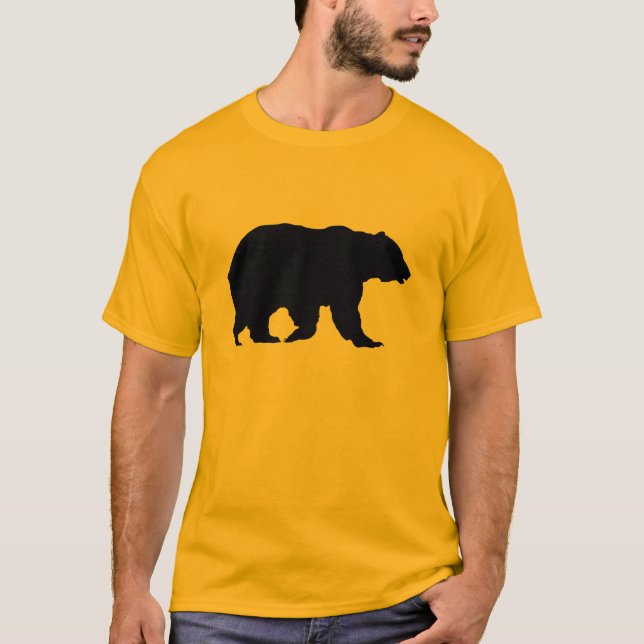 T-shirt Silhouette noire de l'ours grizzli (Devant)