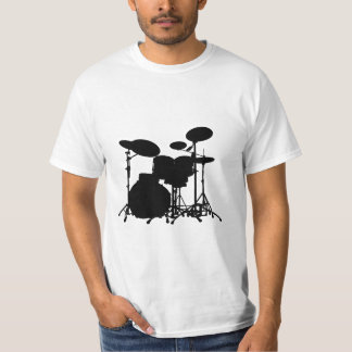 T-shirt Silhouette noire et blanche de kit de tambour -