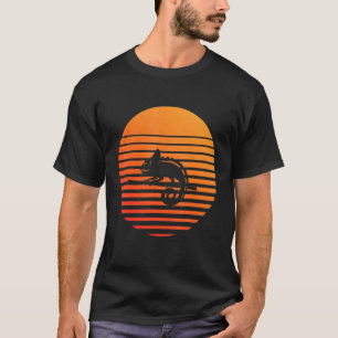 T-shirt Silhouette Ombre De Chameleon Devant Un Soleil