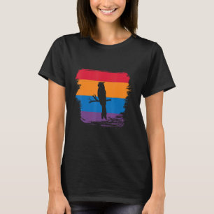 T-shirt Silhouette Ombre De Parrot Avec Drapeau Coloré
