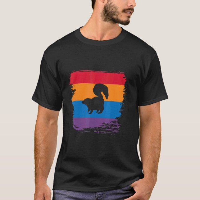 T-shirt Silhouette Ombre Noire Avec Drapeau Coloré (Devant)