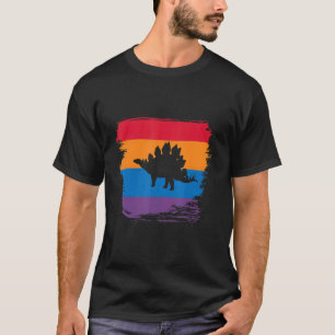 T-shirt Silhouette Ombre Stegosaurus Avec Drapeau Coloré