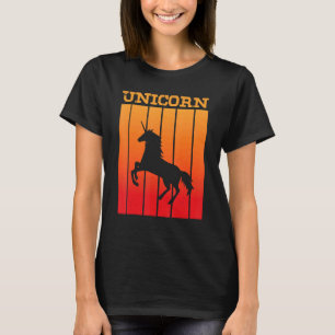 T-shirt Silhouette Ombre Unicorne Au Coucher Du Soleil