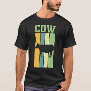 T-shirt Silhouette Ombre Vache En Couleurs Rétro