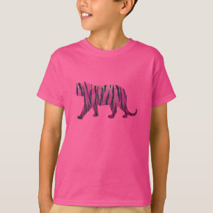 T-shirt Silhouette rose chaud et tigre noir