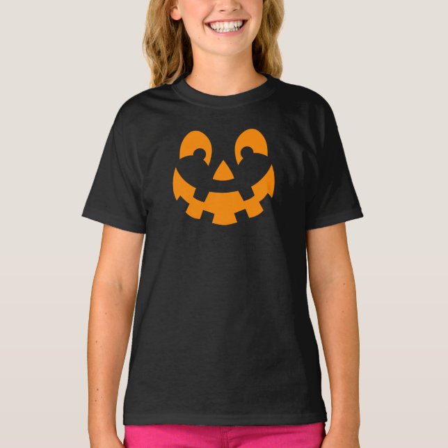 T-shirt Silhouette simple Citrouille orange face Halloween (Devant)