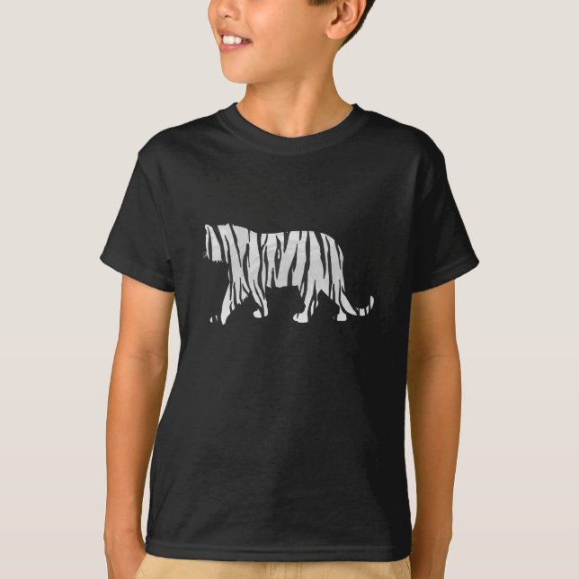 T-shirt Silhouette Tigre noir et blanc (Devant)