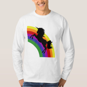T-shirt Silhouette Unicorne Noire Arc-en-Ciel pour homme à