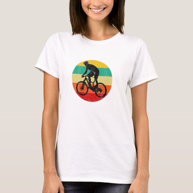T-shirt Silhouette Vélo de Montagne Vintage Rétro (Devant)