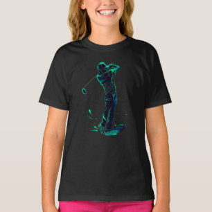 T-shirt Silhouette verte minimaliste Golfer