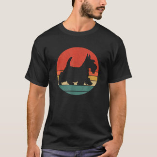 T-shirt Silhouette Vintage de Terrier Écossais Rétro Scott