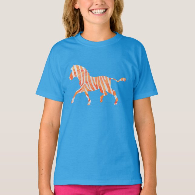 T-shirt Silhouette Zèbre orange et blanc (Devant)