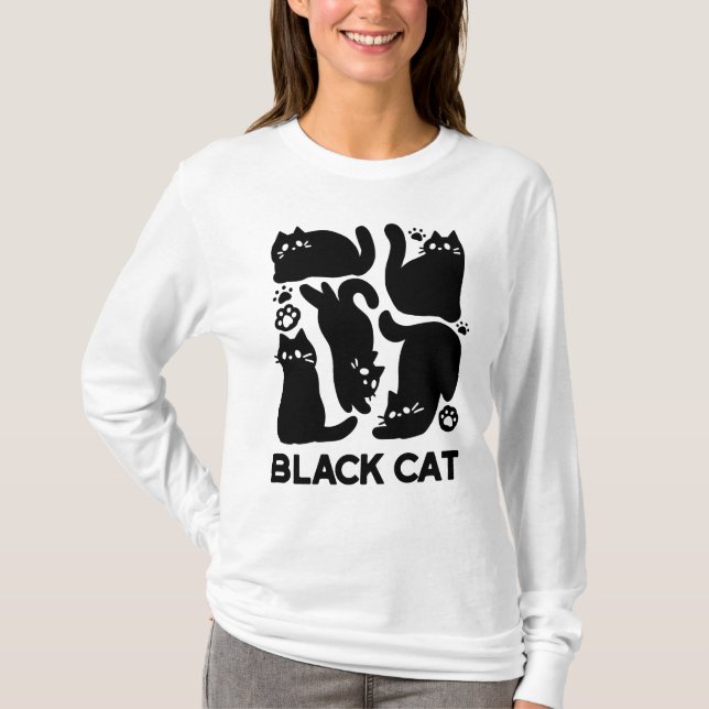 T-shirt Silhouettes de chat noir - Design Feline mignon (Devant)