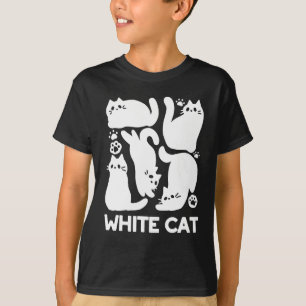 T-shirt Silhouettes de chaton blanc - Design Feline mignon