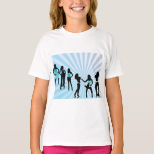T-shirt Silhouettes de femmes élégantes Mode Bleu sarcelle