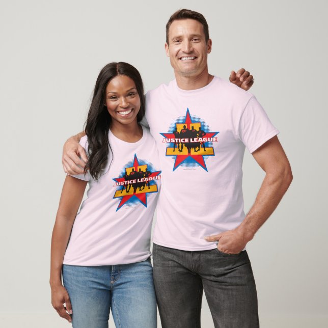 T-shirt Silhouettes de la Ligue de Justice et Arrière - pl (Unisexe)