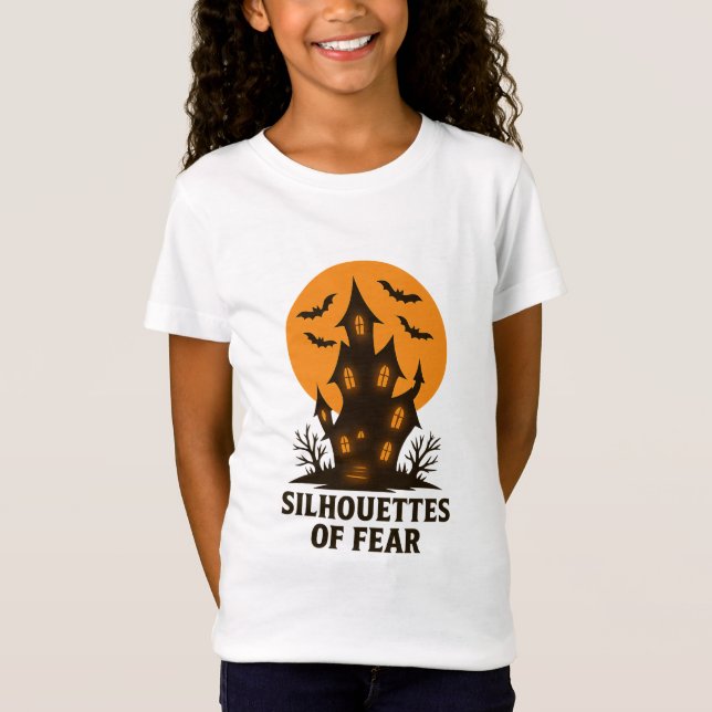 T-Shirt Silhouettes de la peur - Haunted House Halloween (Devant)