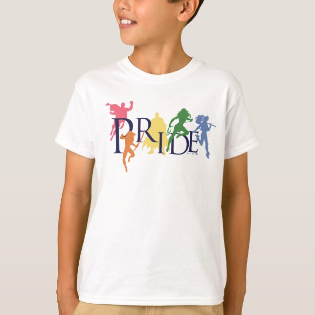 T-shirt Silhouettes de personnage de la Ligue de la Justic (Devant)