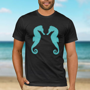 T-shirt Silhouettes de Seahorse Aqua blue Simple nautique