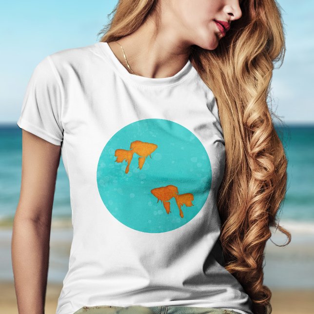 T-shirt Silhouettes orange de poisson rouge dans une eau t (Créateur téléchargé)