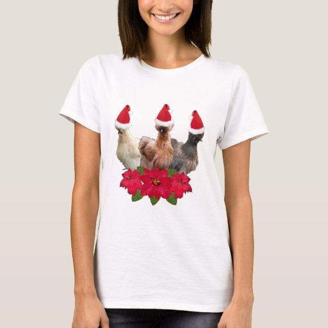 T-shirt Silkie Bantam Poulet Noël Noël Santa Hat  (Devant)