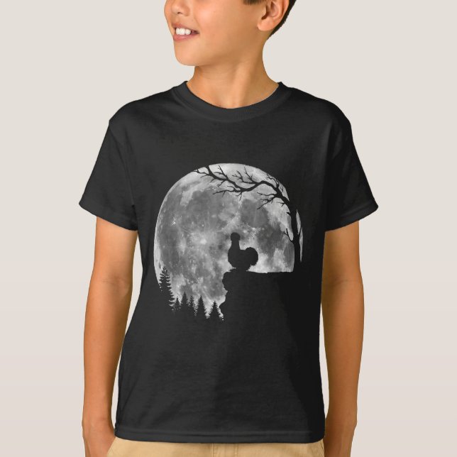 T-shirt Silkie Chicken Moon Silhouette Funny Lazy Hallowee (Devant)