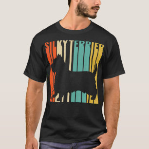 T-shirt Silky Terrier Retro 1970 Chien Silhouette Silky Te