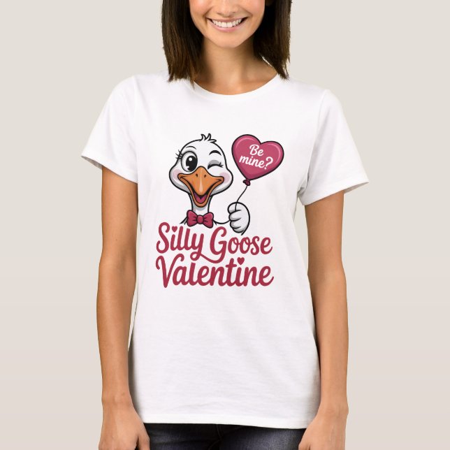 T-shirt Silly Goose Valentine Shirt - Cute Winking Goose H (Devant)