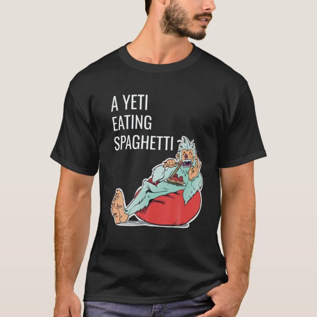 T-shirt Silly, Un Yeti Mangeant Des Spaghettis Illustratio (Devant)