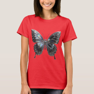 T-shirt Silver Butterfly with Open Wings Elegant