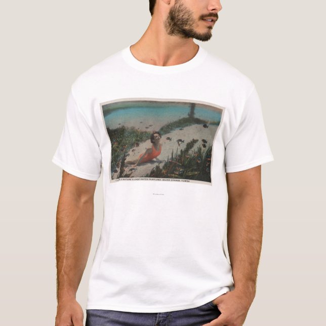 T-shirt Silver Springs, FL - femme nageant sous l'eau (Devant)