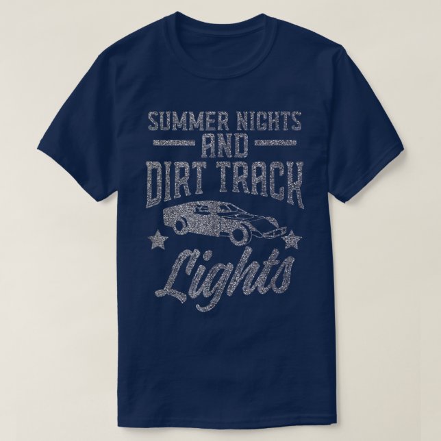 T-shirt Silver Summer Nights Dirt Track Lights Fun Racing (Design devant)