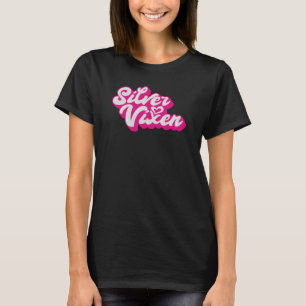 T-shirt Silver Vixen rose Retro Script Slogan de la fête d