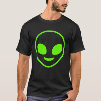 T-shirt Simple Alien Green Outline UFO Espace