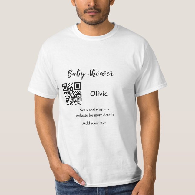 T-shirt Simple baby shower website barcode QR add name det (Devant)