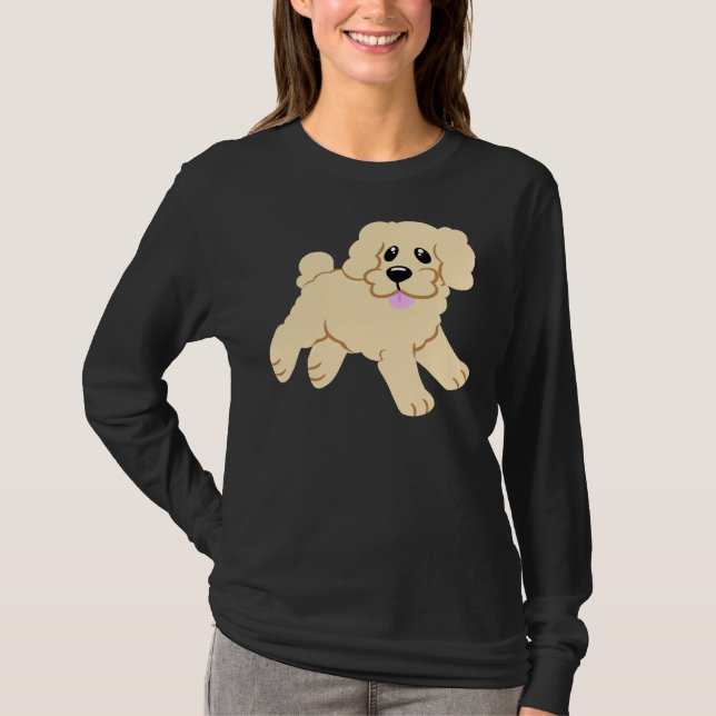 T-shirt Simple Blonde Poodle rose chiot (Devant)