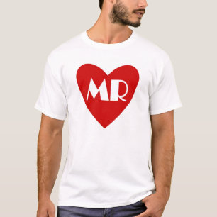 T-shirt Simple chemise de mariage au coeur blanc rouge M.