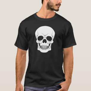 T-shirt Simple Crâne Tête Silhouette Halloween Blanc