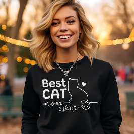 T-shirt Simple Cute Funny Black and White Cat Lover Mom