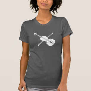 T-shirt simple de violon de violon de blanc