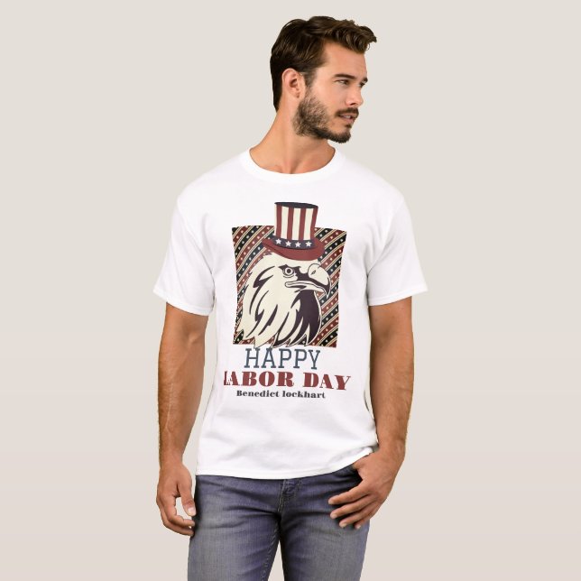T-shirt Simple Elegant Labor Day avec le drapeau américain (Devant entier)