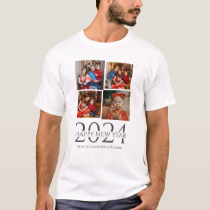 T-shirt Simple Elégant Moderne Joyeux Nouvel An Quatre Pho