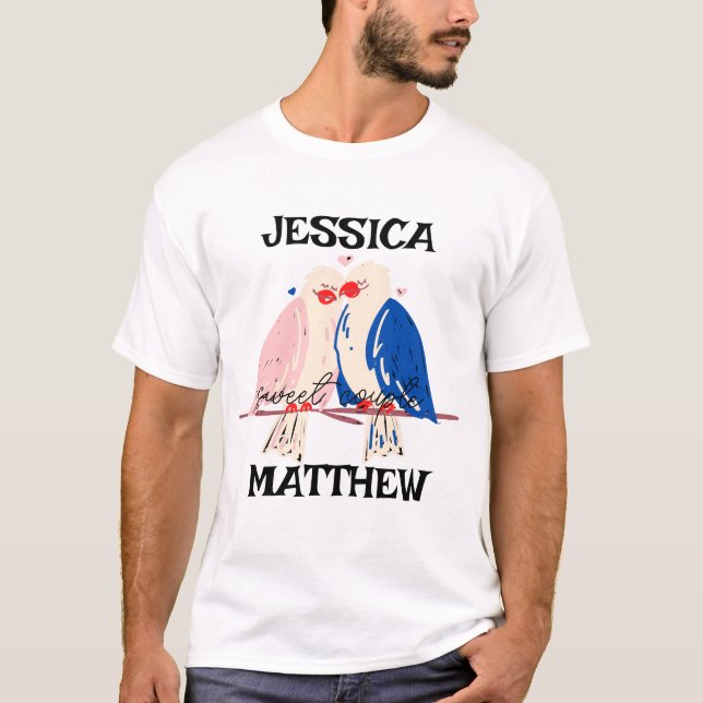 T-shirt simple et élégante valentine, sucrée pour couple (Devant)