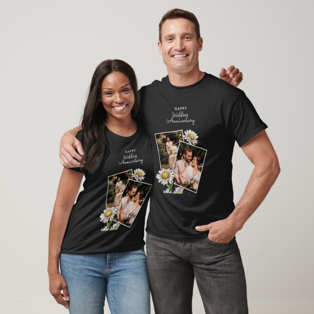 T-shirt simple Floral heureux Mariage Anniversaire (Unisexe)