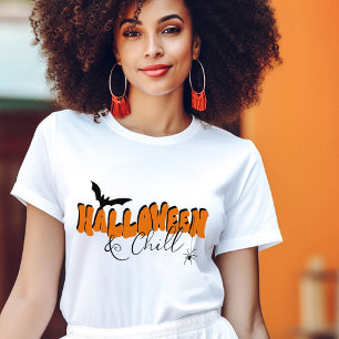 T-shirt Simple Halloween rétro Black Orange Typographie Am
