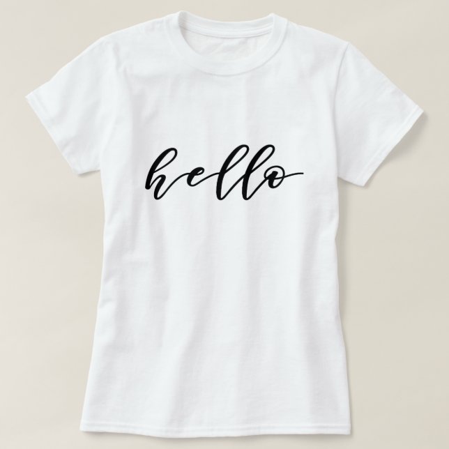 T-shirt Simple Hello Design dans un magnifique script de t (Design devant)