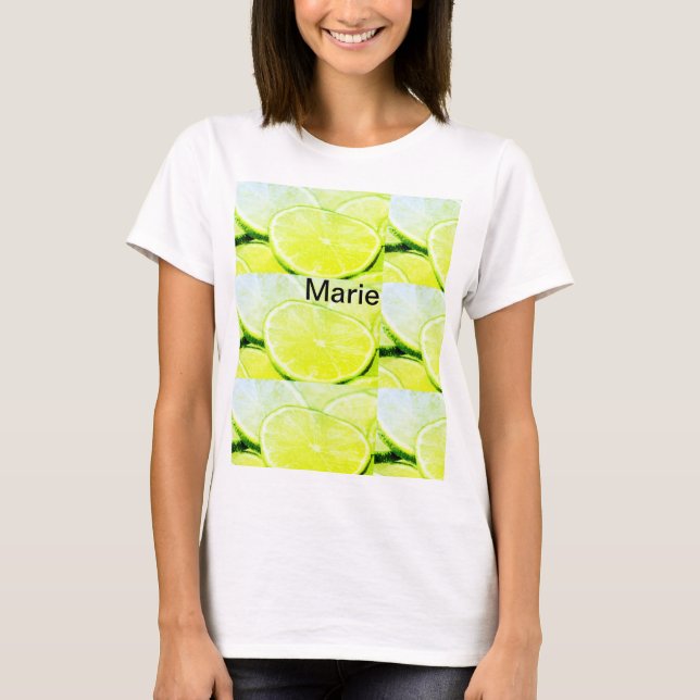 T-shirt Simple jaune citron vert ajouter nom minimum perso (Devant)