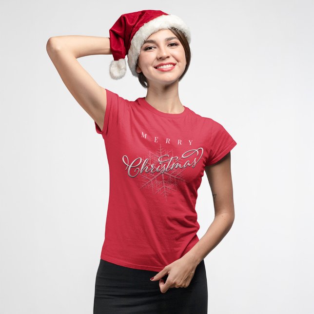 T-shirt Simple Joyeux Script de Noël (Merry Christmas custom womens t shirt. )