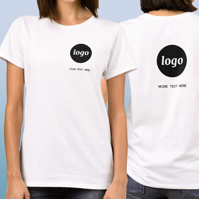 T-shirt Simple Logo and Text Business Crest and Back (Simple logo with custom text crest and back style business branding promotional t-shirt)